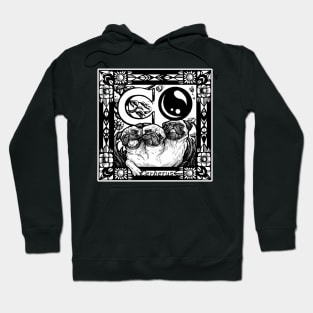 Pug Dog Cerberus - White Outlined Version Hoodie